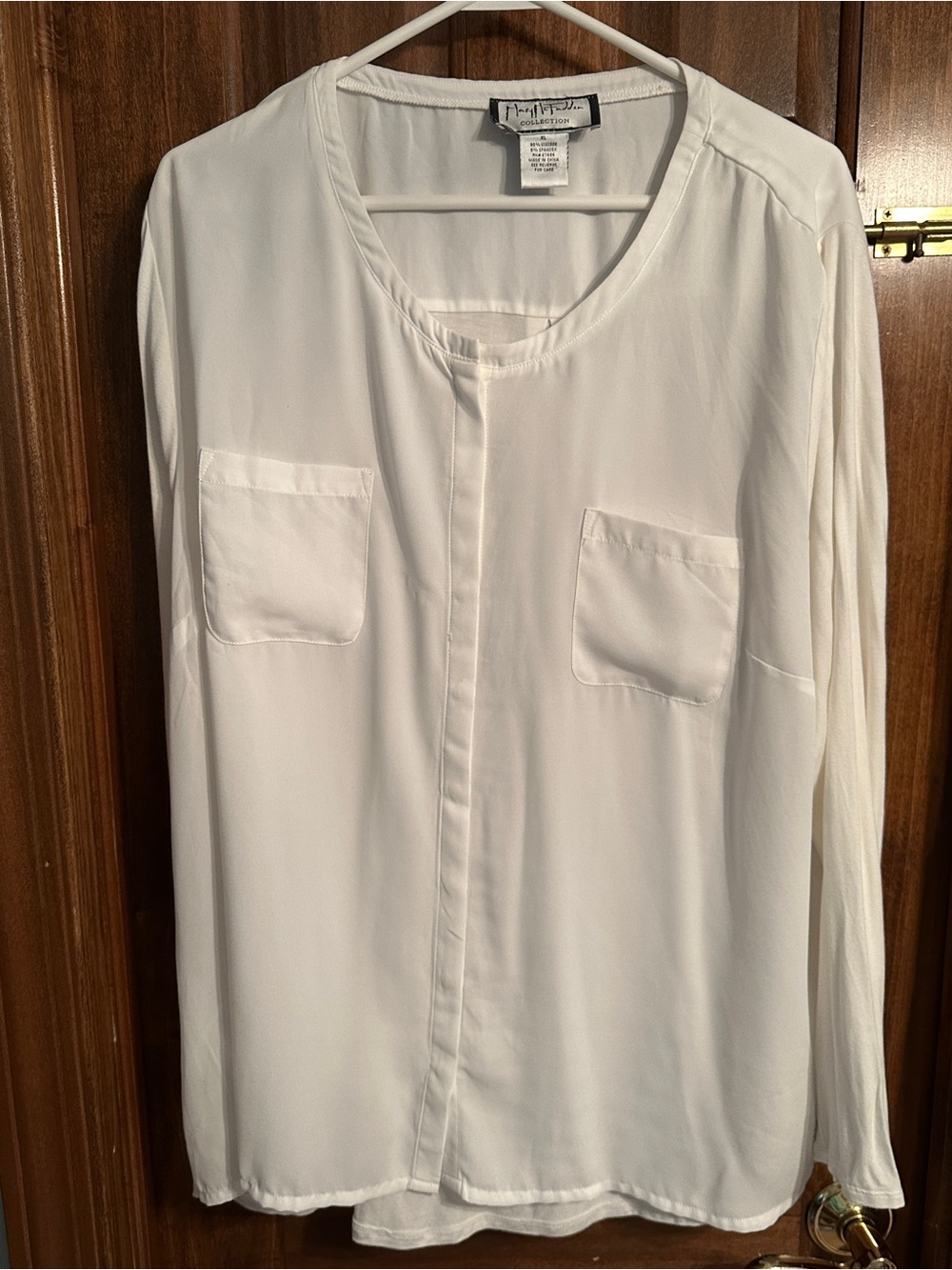 Mary McFadden White Long Sleeve Blouse